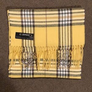 Plaid Rectangle Scarf 100% Acrylic Soft Yellow Black White with Fringe